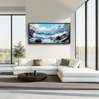 Extra Large Framed Abstract Sea Ocean Wall Art,Black and White Wall Decor, Coastal Seashore Pictures for Living Room,Canvas Print Painting Modern Artwork Bedroom Office Bathroom 60L x 30W