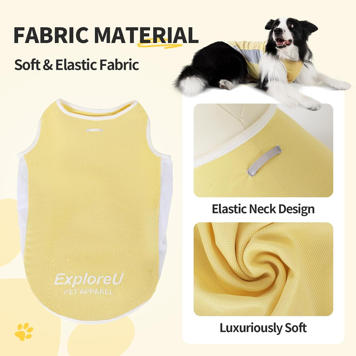 Dog Cooling Vest with Soft Stretchy Sun Protection, XL - Large (44-55lbs) / Melon Green+Soft Yellow - image 3