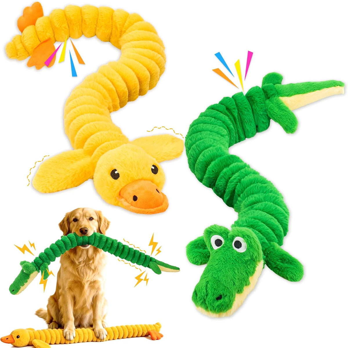 LECHONG 2-Pack 40” Extra-Long Squeaky Dog Toys for Large Dogs