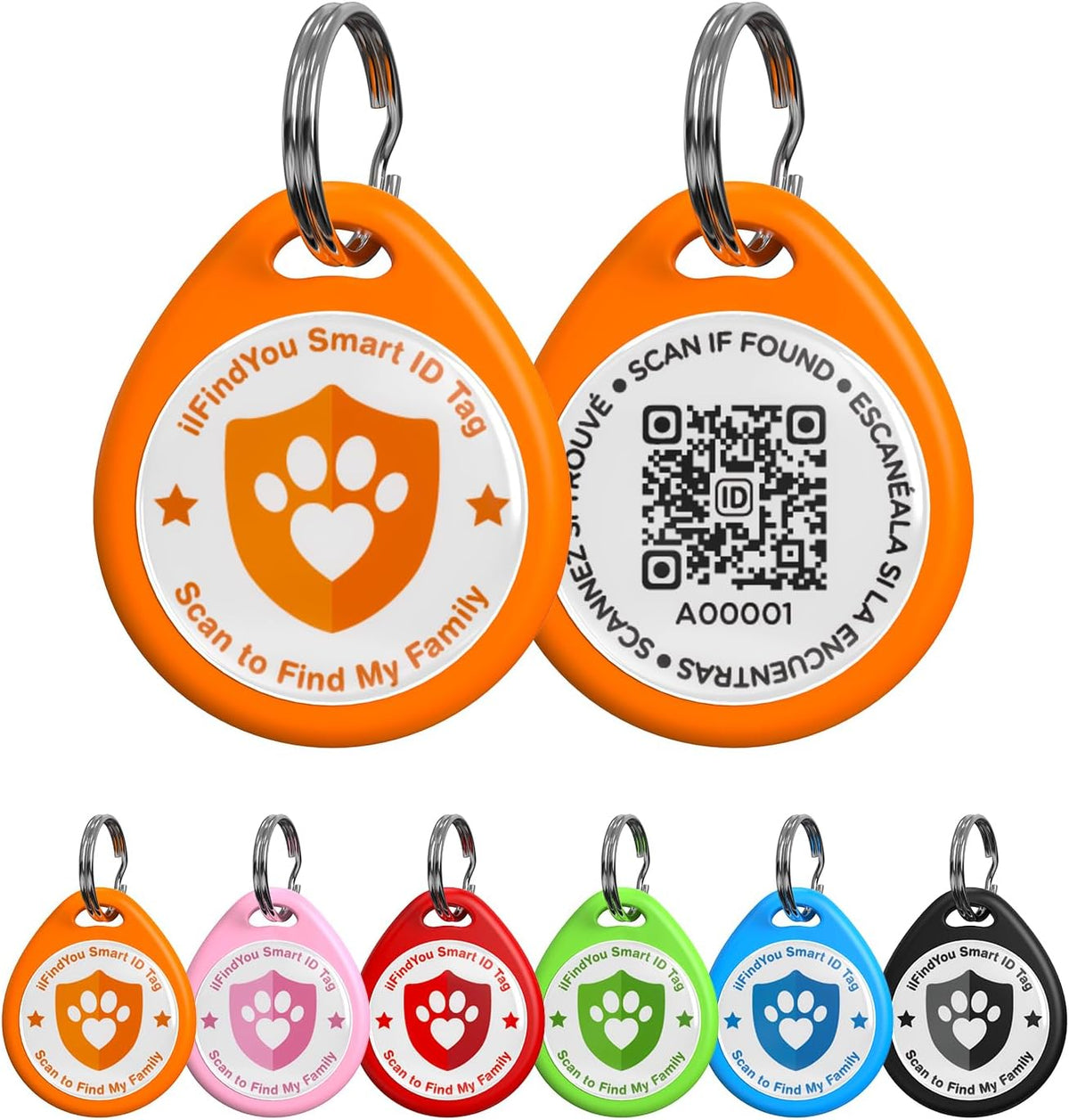 QR Code Cat Tags Personalized Small, Real-time Alerts, Pink – Essentials for Cats - 1 Pack Orange / Large-1.2"*1.4"