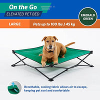 Coolaroo On-The-Go Elevated Dog Bed - Foldable Pop-Up Travel Dog Bed with Breathable, Moisture-Resistant Fabric, Carry Bag Included, Lightweight & Portable, Emerald Green, Large