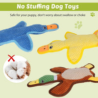 Dog Toys 3-Pack Cute Duck Shapes Puppy Toys No-Stuffing Squeaky - Multicolor / Duck Set - image 3
