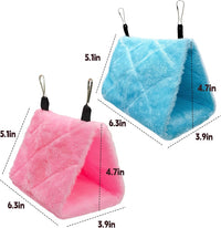 2Pcs Bird Tent Plush Hammock Hanging Warm Hut Nest for Cage - Blue&Pink(S) - image 2