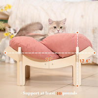 Elevated Cat Bed for Indoor Cats Couch Sofa Flower – Essentials for Cats - Pink - image 4