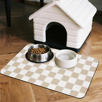 CooRug Checkered Dog Food Mat, Pet Feeding Mat 20" L x 12" W - Beige / 24"L x 16"W - image 3