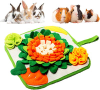 Rabbit Foraging Mat Interactive Bunny Snuffle Mat for Small Animals – Essentials for Small Pets - Orange and Green