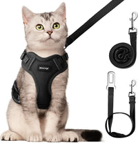 Cat Harness and Leash Set, Adjustable Cat Vest Harnesses – Essentials for Cats - Black / Medium