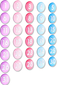 Tellegloww 1-31 magnetic calendar numbers in dark rainbow glass