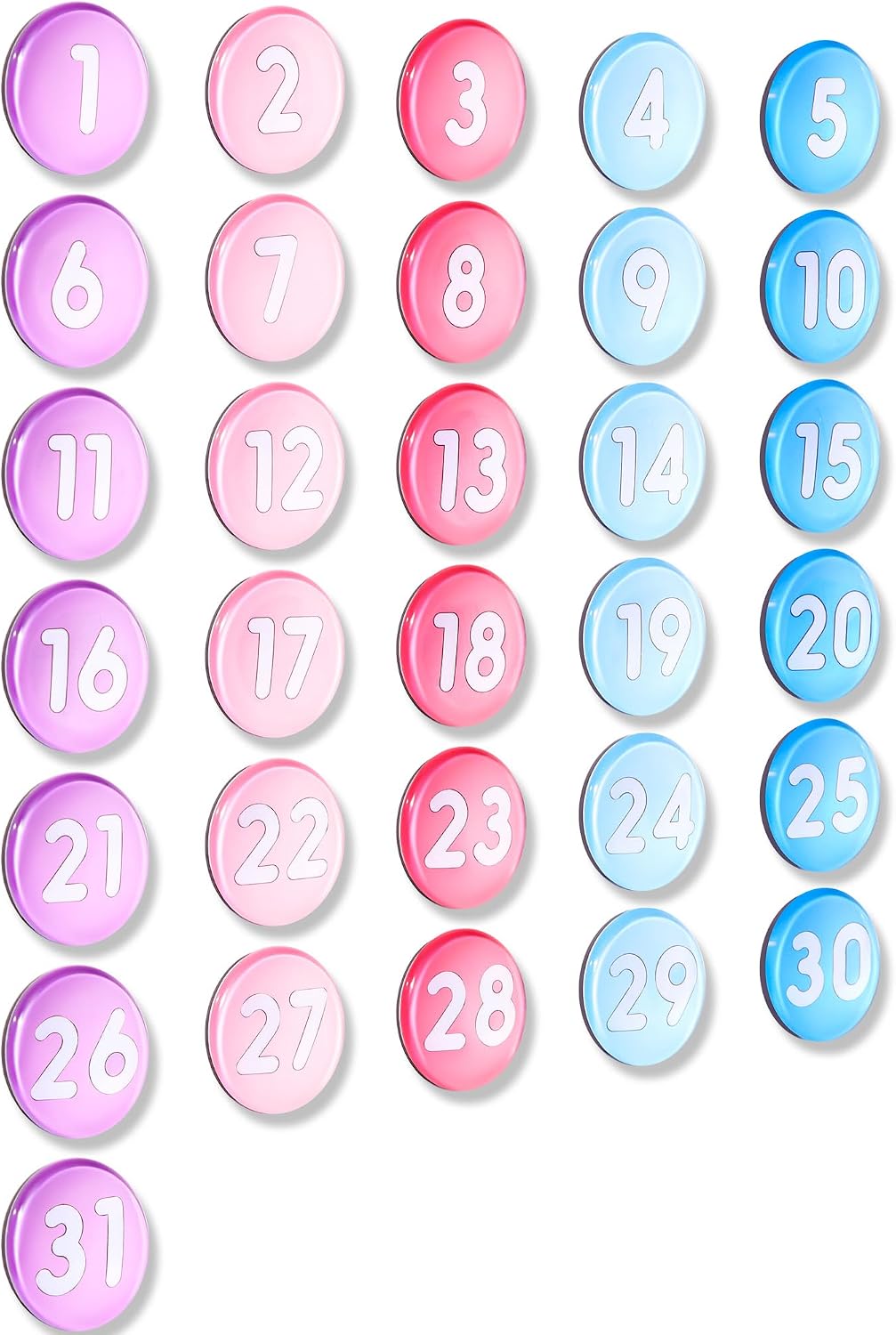 Tellegloww 1-31 magnetic calendar numbers in dark rainbow glass