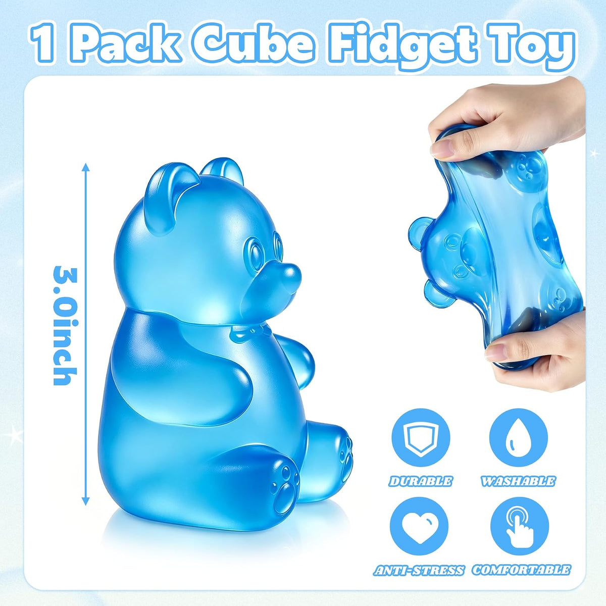 Bear Squishy, Stress Bear Taba Squishy - Blue - image 2