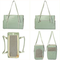 Fashion Dog Purse Pet Carrier Leather Bag for Small Dogs Cats Puppy - Green - image 3