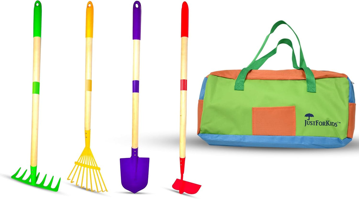 JustForKids Kids Garden Tool Set Toy, Rake, Spade - Multicolored / detachable piece