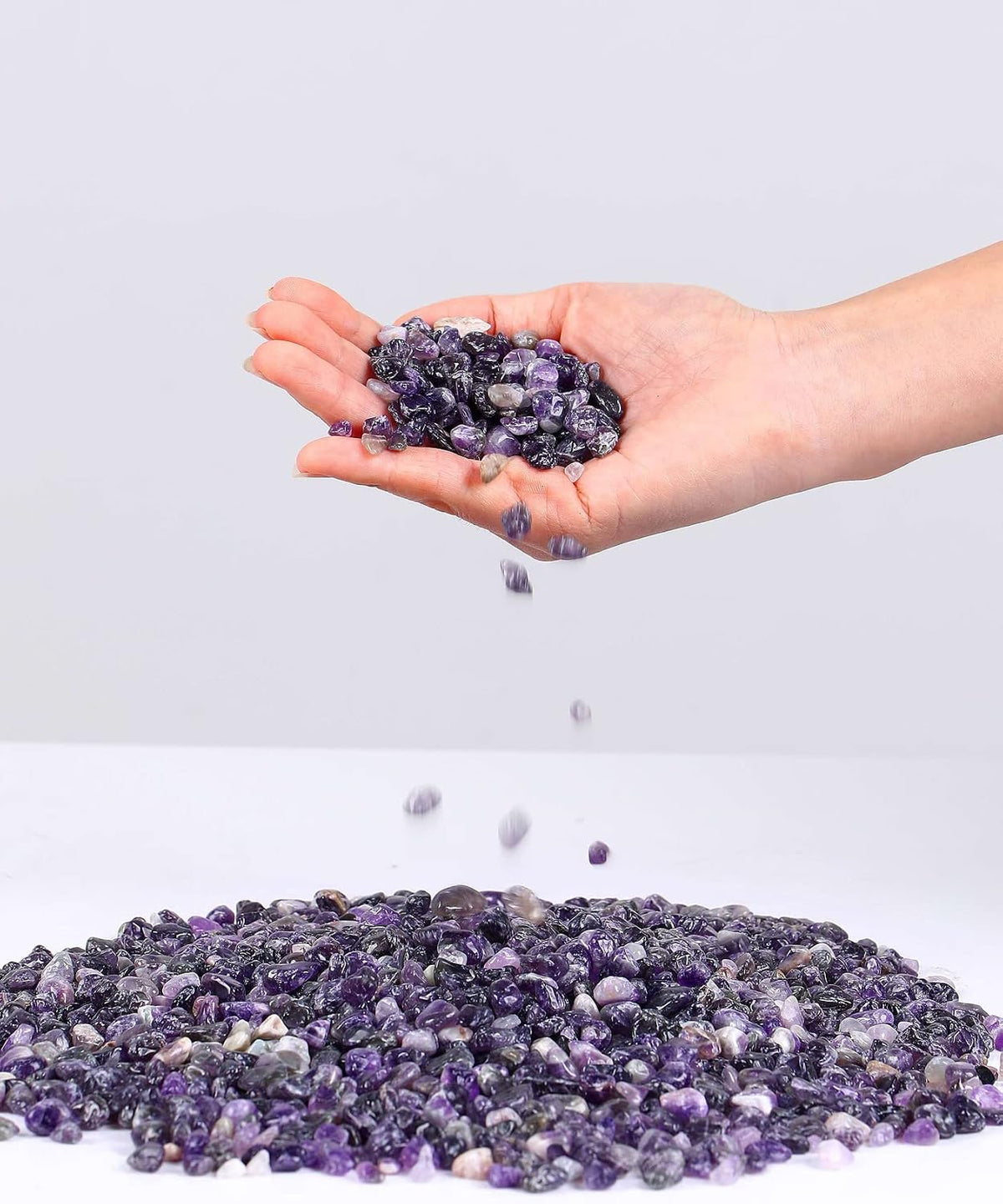 LAIDANLA Rose Quartz Crushed Stone Crystal Chips Bulk - Purple-Amethyst / 1Pound-（0.2"-0.28"） - image 2