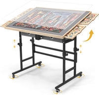 BuilderButler Puzzle Table 1500 Pieces with Wheels - Wooden Frame / X-Large