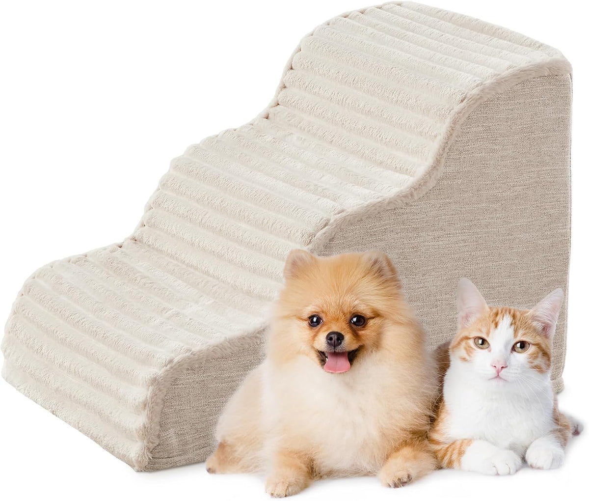 Dog Stairs for Small Dogs 15.7'' H, 3-Step High Density Foam – Essentials for Dogs - Beige / 3 / Standard 3 Step-15.7"H