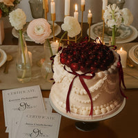 Chunful fake cherry cake toppers with red polyester bows - view 15