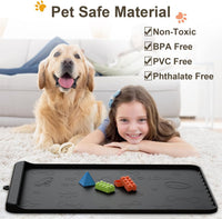 Dog Food Mat 36"x24" - Silicone Dog Mat for Food and Water Large Pet Feeding Mats with Residue - Black / 28"L x 20"W - image 3