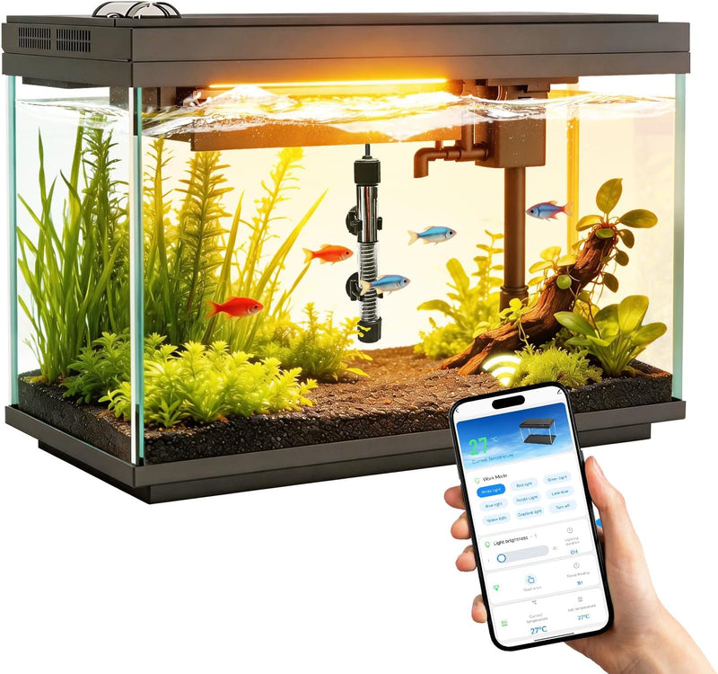 Smart Aquarium 5 Gallon Glass Fish Tank with Silent Water Pump