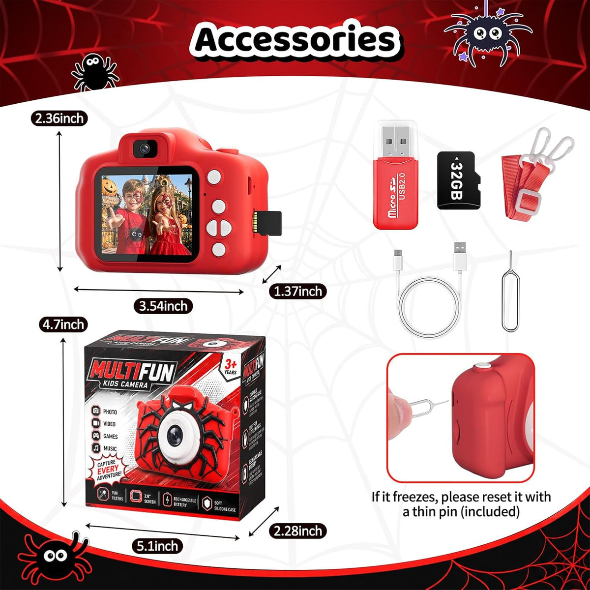 Desuccus Spider Toys Kids Camera, 48MP Digital Camera for Boys – Fun for Kids & Family - image 4