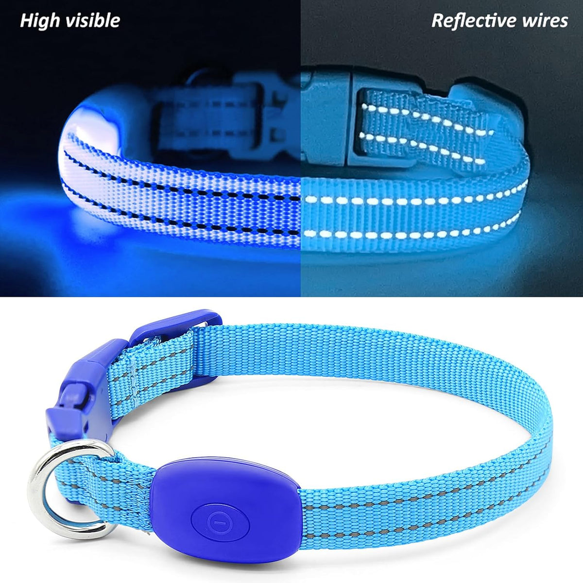 Light Up Collar for Small Dogs& Cats - XS (9.45-14inch / 24-35.5cm) / Blue - image 2