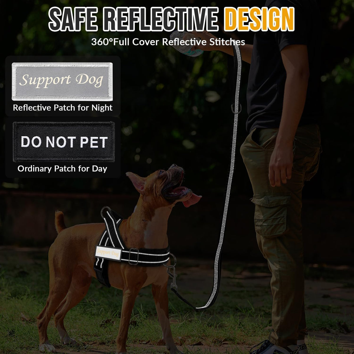SlowTon No Pull Dog Harness and Leash Set, Heavy Duty - Black / Large - image 4