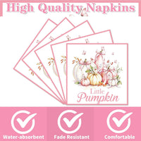 Yoyuspy 50 pink pumpkin baby shower napkins in gingham and polka dot prints - view 38
