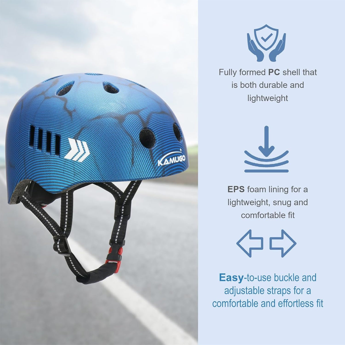 KAMUGO Kids Bike Helmet Set - Blue Carbon Fiber - image 3