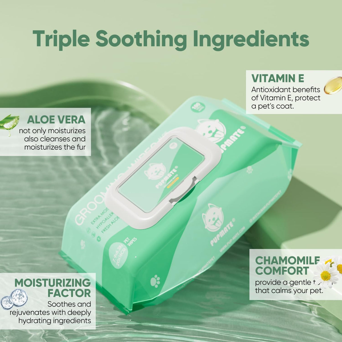 Pet Wipes for Dogs & Cats - Aloe Vera / 2 Packs with Lid-200 counts - image 2