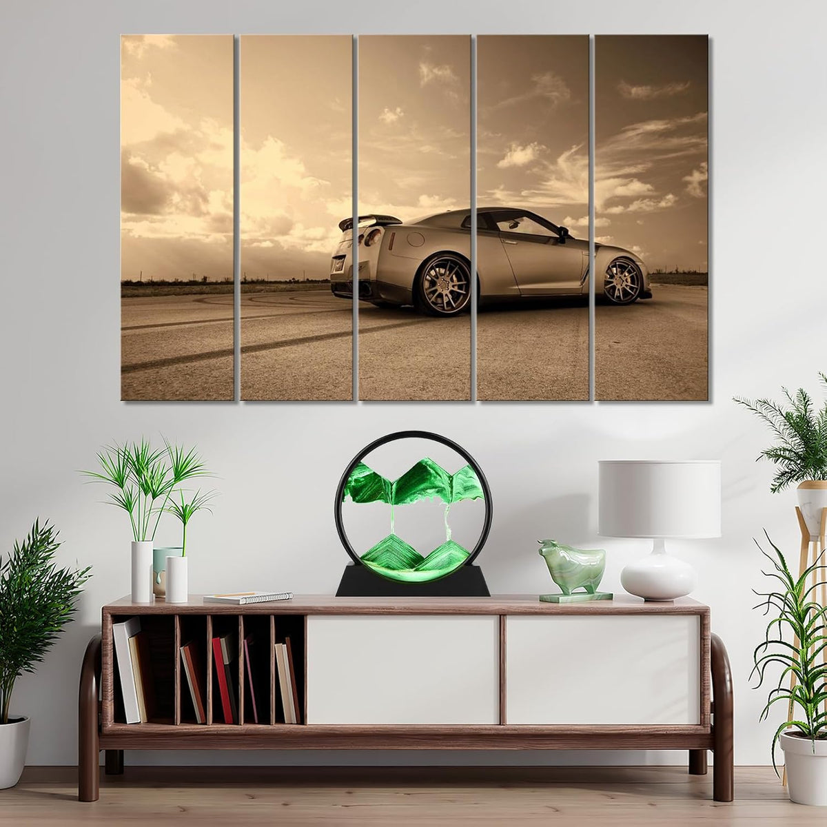 GEKETY 3D moving sand art picture in a round glass frame with layered blue sand - view 21
