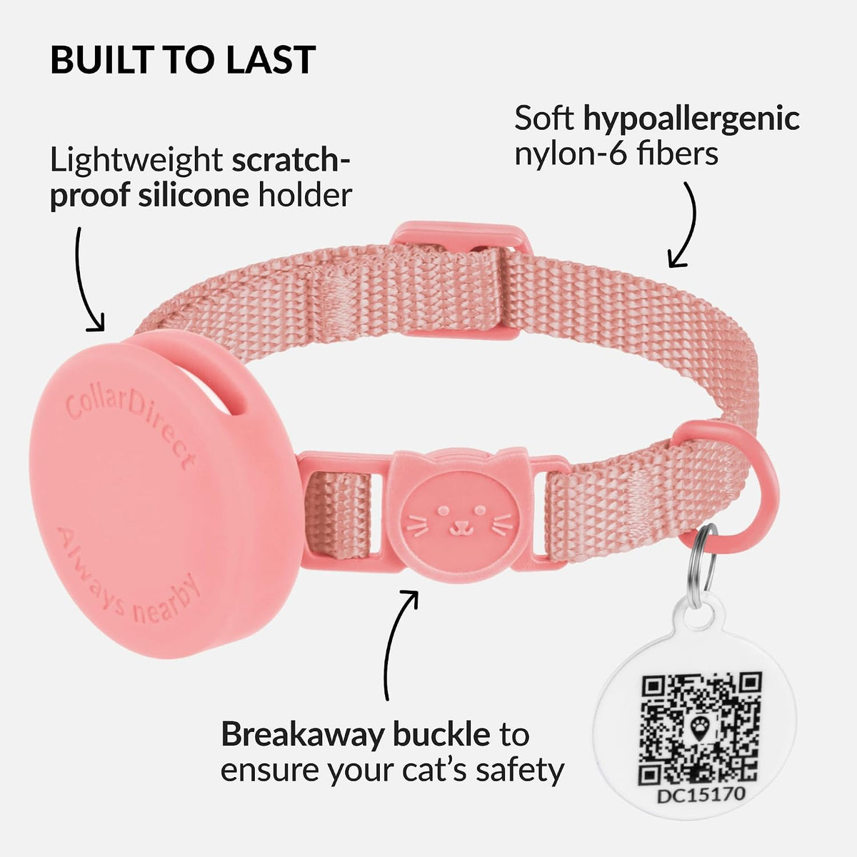 Tribal Aztec Cat Collar 2-Pack, Breakaway with Bell – Essentials for Cats - Pink, AirTag Holder, 8-11" - image 3