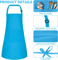 5 Pack Kids Apron Adjustable Children Apron with 2 Pockets Children - Blue / 10 - image 3
