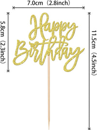 24 PCS Happy Birthday Cupcake Toppers Glitter Picks for Celebrating - Gold - image 2
