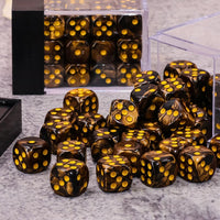 24 of Pack 16MM 6 Sided Dice Set, Two Colours D6 Game Dice Set - Golden Black Swirl - image 3