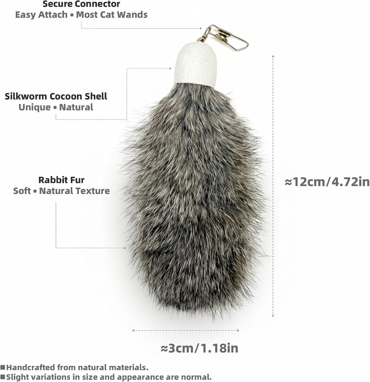 2 Pack Natural Rabbit Fur Cat Toy Refills - image 2