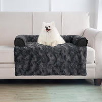 Calming Dog Bed for Couch with Cozy Raised Edge - Dark Grey / 35"L x 31"W x 4.5"Th