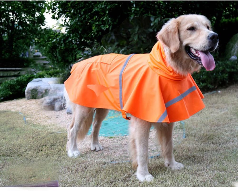 Large Dog Raincoat Adjustable Pet Water Proof Clothes Lightweight - Orange / X-Large (Pack of 1) - image 4