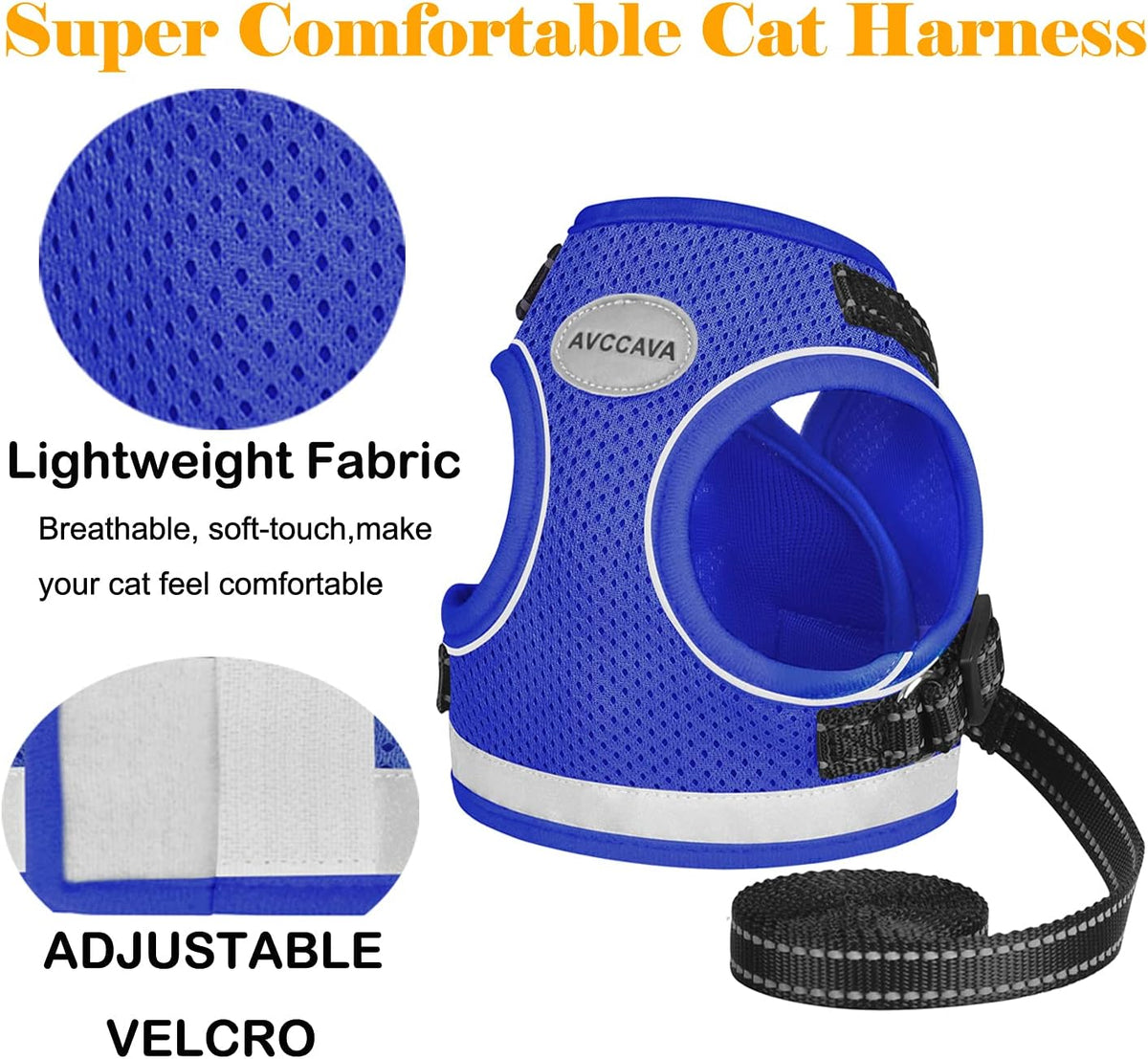 Cat Harness and Leash Set - Blue / S (Chest: 9" - 11") - image 4