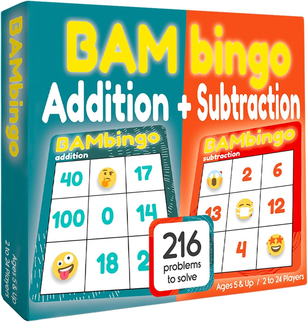 BAMBingo Multiplication and Division Facts Bingo Game – Fun for Kids & Family - Addition and Subtraction