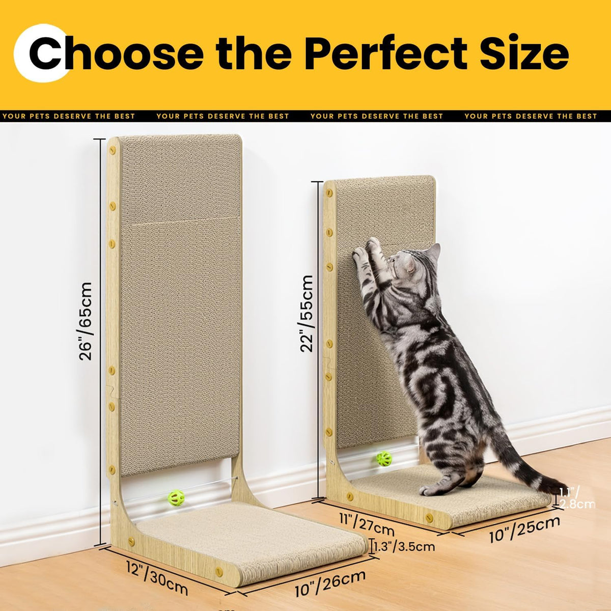 Conlun Cardboard L Shape Cat Scratcher 22" – Essentials for Cats - 26"(2 Pack) - image 2