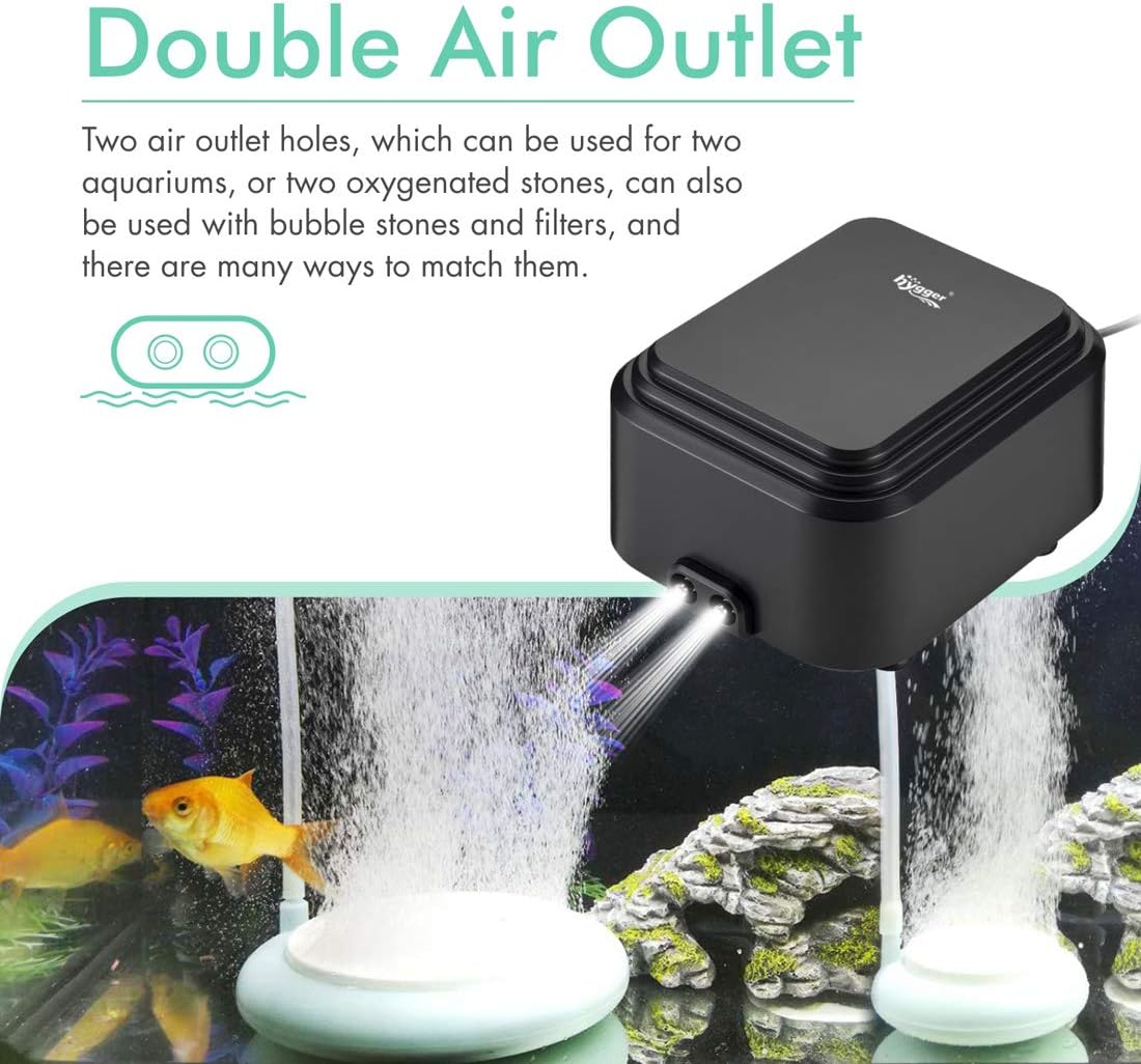 hygger Quiet <30dB Aquarium Air Pump - 10W, Up to 600Gallon - image 4