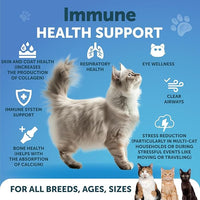 L-Lysine for Cats - Lysine Powder Supplement - 900mg/serving - Immune Support for Cats & Kittens - Sneezing, Runny Nose, Squinting, Watery Eyes, Cold, Eye Function, Respiratory Health - with Taurine