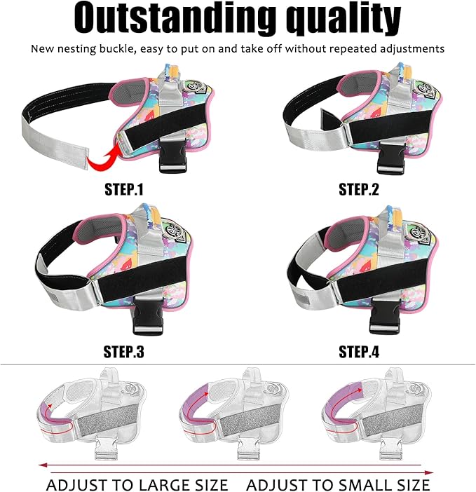 Bolux Dog Harness, No-Pull Reflective Dog Vest, Breathable Adjustable Pet Harness with Handle for Outdoor Walking - No More Pulling, Tugging or Choking (Medium (Pack of 1), OilPainting)