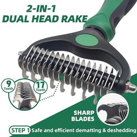 Pet Grooming Kit - 7 PCS Green Deshedding Brush Set with Undercoat Rake, Slicker Brush, Bath Brush & Nail Clipper for Short & Long-Haired Dogs and Cats