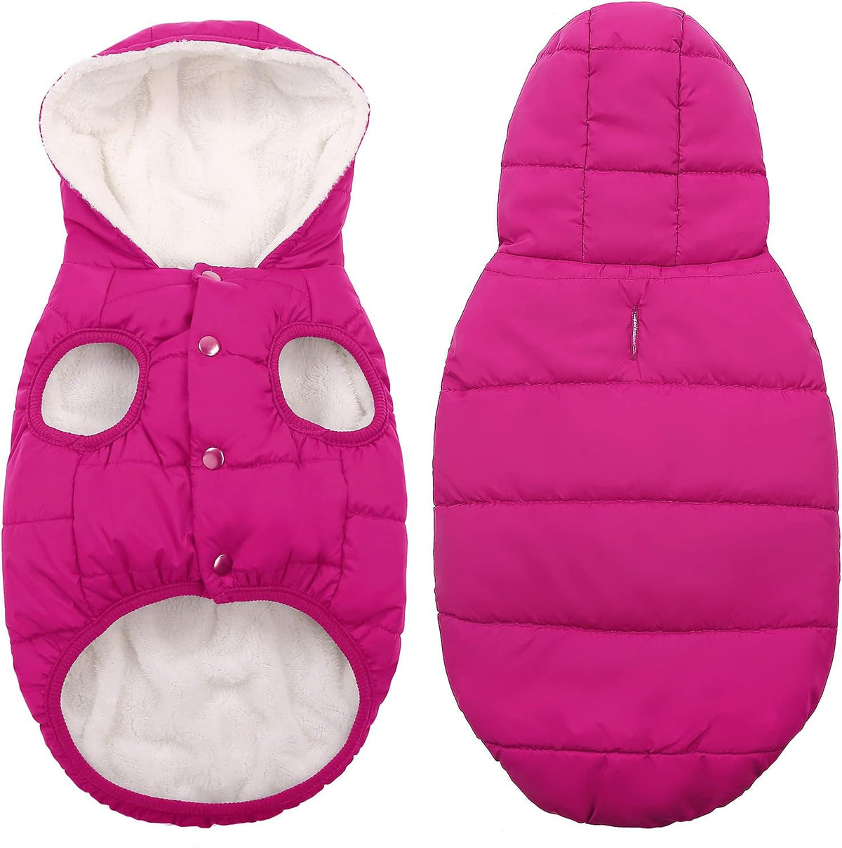 Dog Winter Coat,Warm Fleece Lined Dog Jacket with Leash Hole & Hood – Essentials for Dogs - Pink / Large - image 2