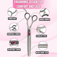 Kenchii Love Dog Grooming Scissors, 17 Tooth Thinning Shears, Dog Scissors for Grooming, Professional Pet Grooming Scissors, Heavy Duty, Durable and Sharp