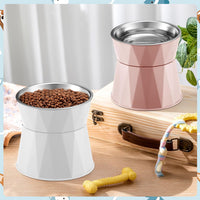 Lallisa 2 Pcs Elevated Cat Bowls, Adjustable Raised Feeder - Pink, White - image 4