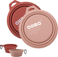 OHMO Collapsible Dog Bowls for Pet Travel, Coral&Brick Red - 2x27oz / Erythrinus&Coral