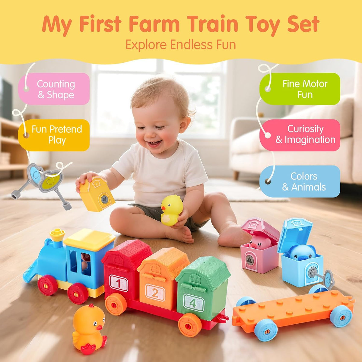 hahaland Montessori Farm Train Set - image 2