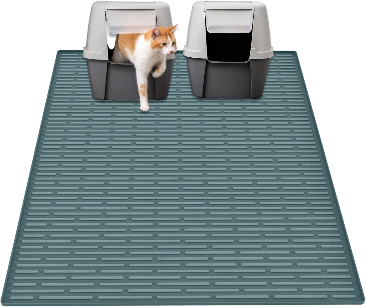 Ultibe 40"x30" Extra Large Silicone Cat Litter Mat - Dark Green / 40"L x 30"W