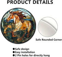 Lygond Metal Tin Sign - American Mustang Vintage Stained Glass Sign for Garden - 1212 Inches